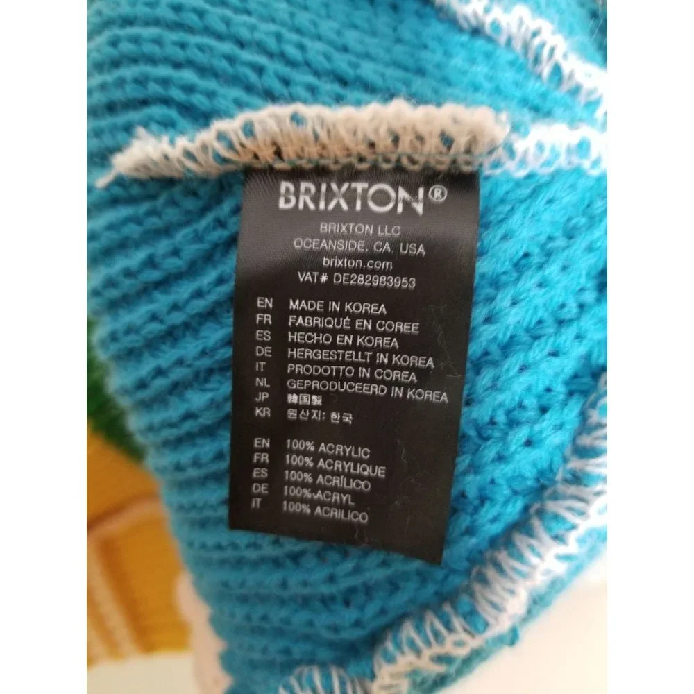 Brixton Multicolor Striped Knit Balaclava - Blue, Pink, Green, Yellow, White